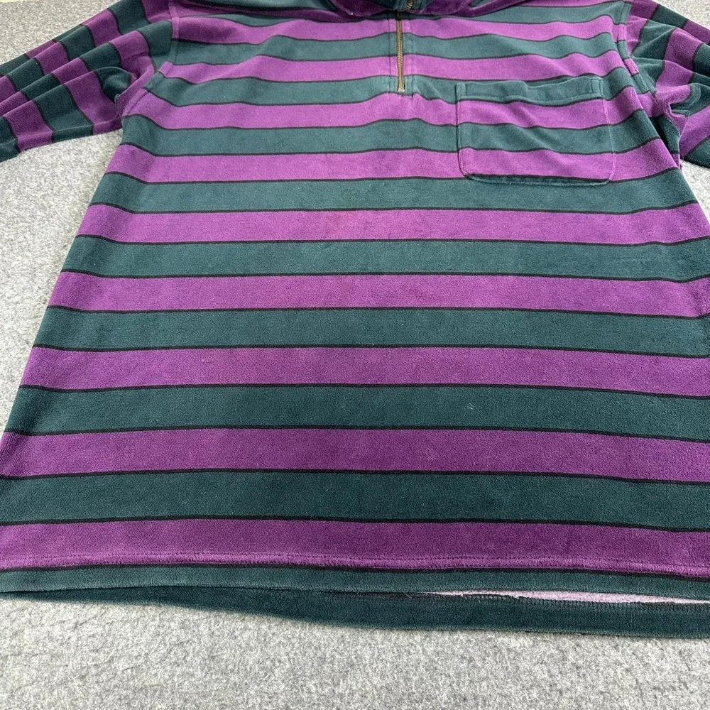 VTG INDUSTRIAL RAGS Men's XXL 1/4 Zip Pullover Shirt Purple Green Stripe Classic